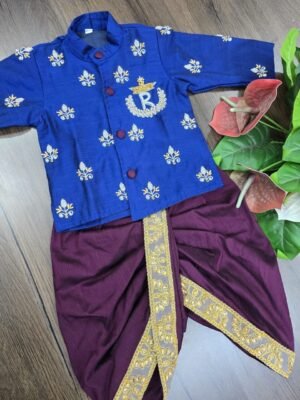 Premium Raw Silk Dhoti with Aari Work Kurta