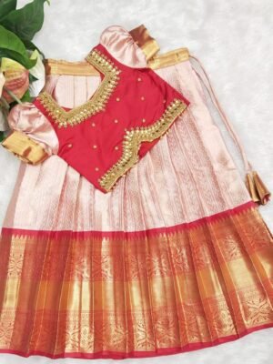 Premium Semi banarasi Soft Silk Lehenga Set – Aari Work Blouse
