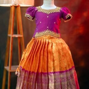 Tissue Banarasi Lehenga with Raw Silk Aari Work Top