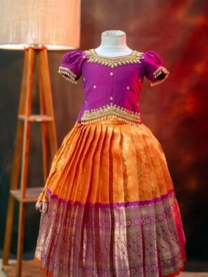 Tissue Banarasi Lehenga with Raw Silk Aari Work Top