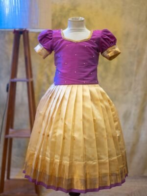 Semi silk lehenga paired with a raw silk top