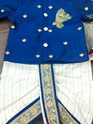 Premium Raw Silk Dhoti and Kurta with Aari Work
