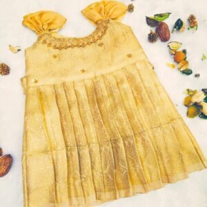PREMIUM TISSUE BANARASI SILK FROCK WITH AARI WORK