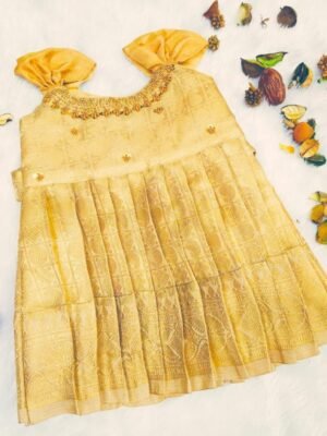 PREMIUM TISSUE BANARASI SILK FROCK WITH AARI WORK