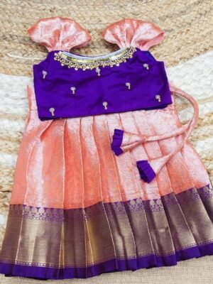 TISSUE BANARASI SILK PATTU PAVADAI WITH AARI WORK TOP