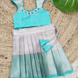 Tissue Silk Pattu Padavadai with Aari Work Blouse