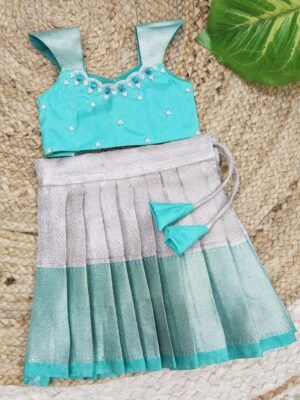 Tissue Silk Pattu Padavadai with Aari Work Blouse