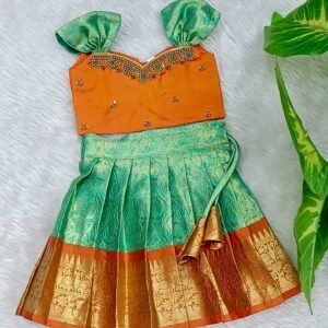 Semi Banarasi Pavadai with Aari Work Top