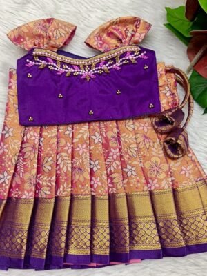 Kanchi Pattu Padavadai with Aari Work Blouse