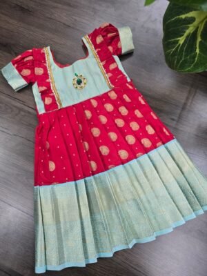 Kumbakonam Soft Silk Pattu Frock with Traditional Border