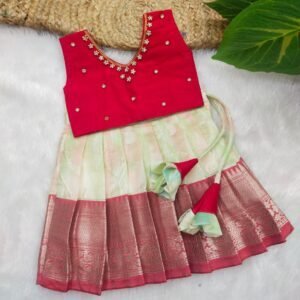 Rangat Pattu Pavadai With Aari Work Top