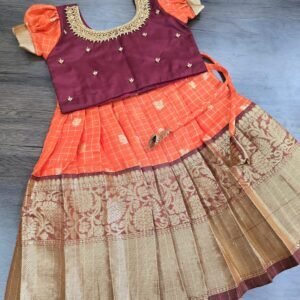 Organa Silk  Pattu Pavadai with Aari Work Top