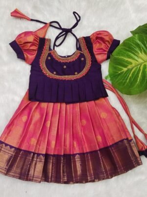 Kumbakonam Soft Silk Pattu Pavadai with Aari Work Top