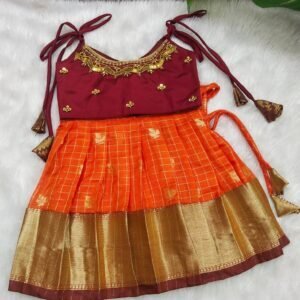 Organza Pattu Pavadai Top with Knotted Sleeve for New Born