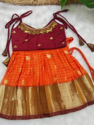 Organza Pattu Pavadai Top with Knotted Sleeve for New Born