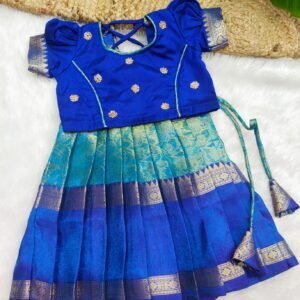 Premium Tissue Pattu Pavadai with Stone Work