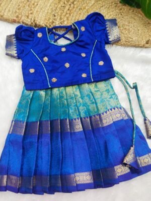 Premium Tissue Pattu Pavadai with Stone Work