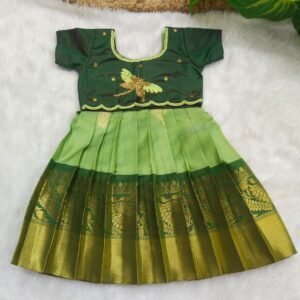 Kanchi Pattu Pavadai with Aari Work Top