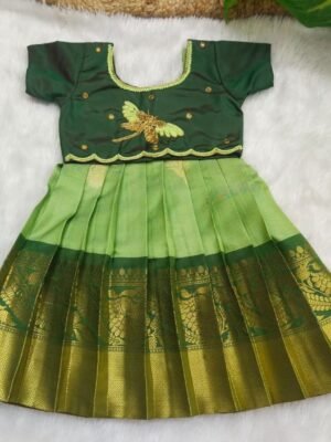 Kanchi Pattu Pavadai with Aari Work Top