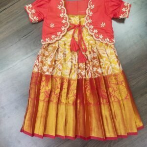 Kanchi Pattu Pavadai with Coat