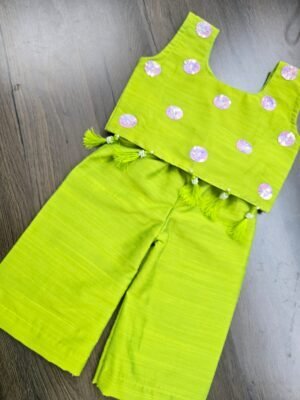 RAW SILK TRENDY CROP TOP AND PANTS